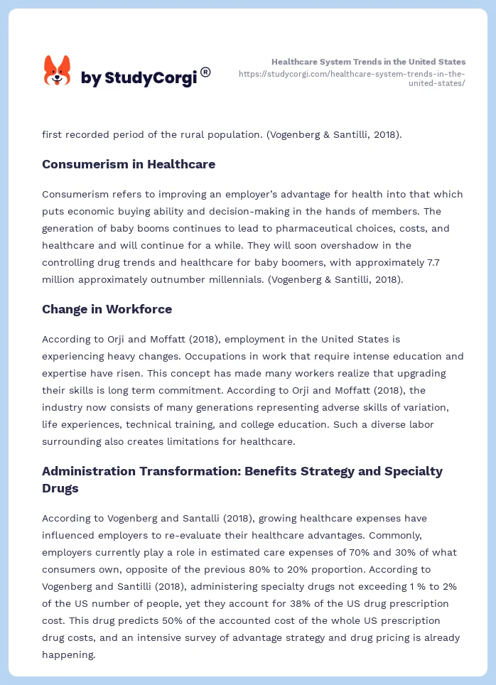 Healthcare System Trends in the United States. Page 2