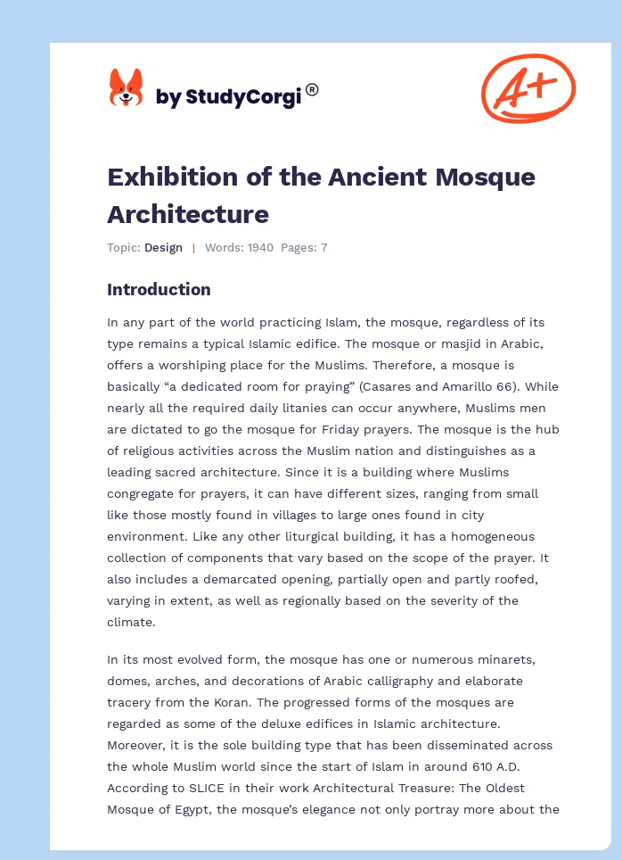 Exhibition of the Ancient Mosque Architecture. Page 1