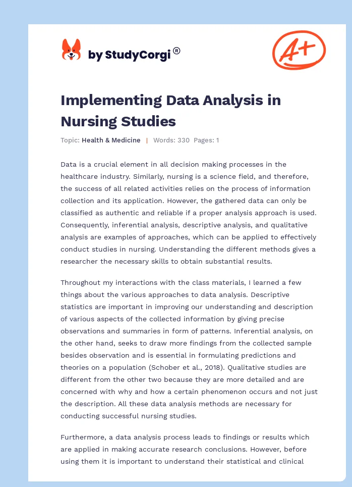 Implementing Data Analysis in Nursing Studies. Page 1