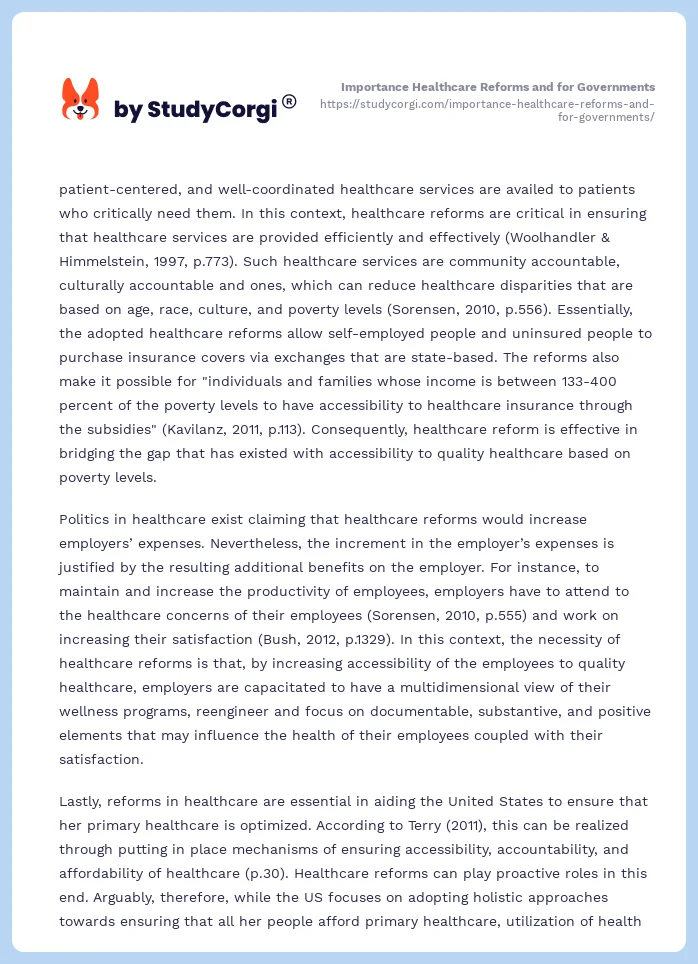 Importance Healthcare Reforms and for Governments. Page 2
