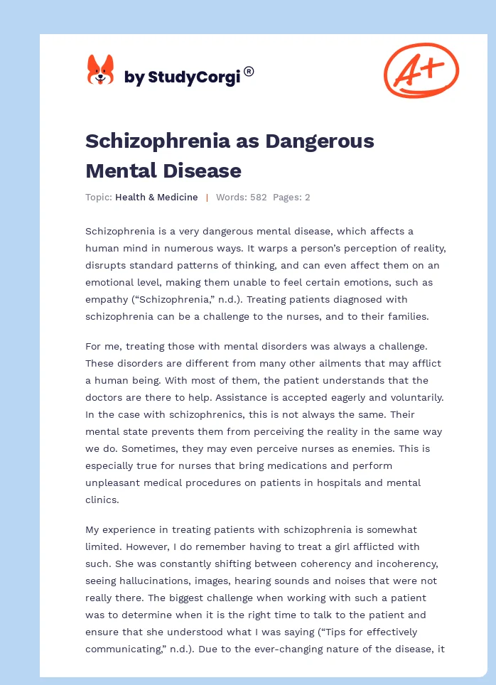 Schizophrenia as Dangerous Mental Disease. Page 1