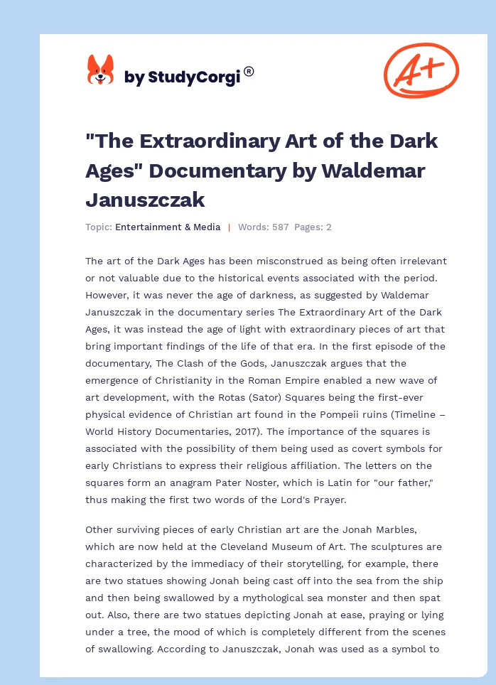 "The Extraordinary Art of the Dark Ages" Documentary by Waldemar Januszczak. Page 1