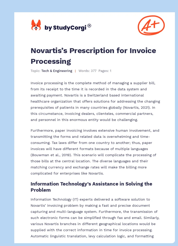 Novartis’s Prescription for Invoice Processing. Page 1
