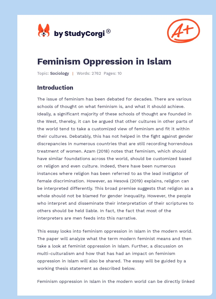 Feminism Oppression in Islam. Page 1