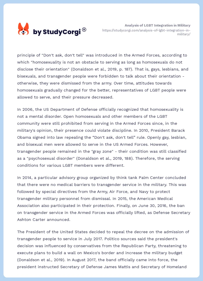 Analysis of LGBT Integration in Military. Page 2