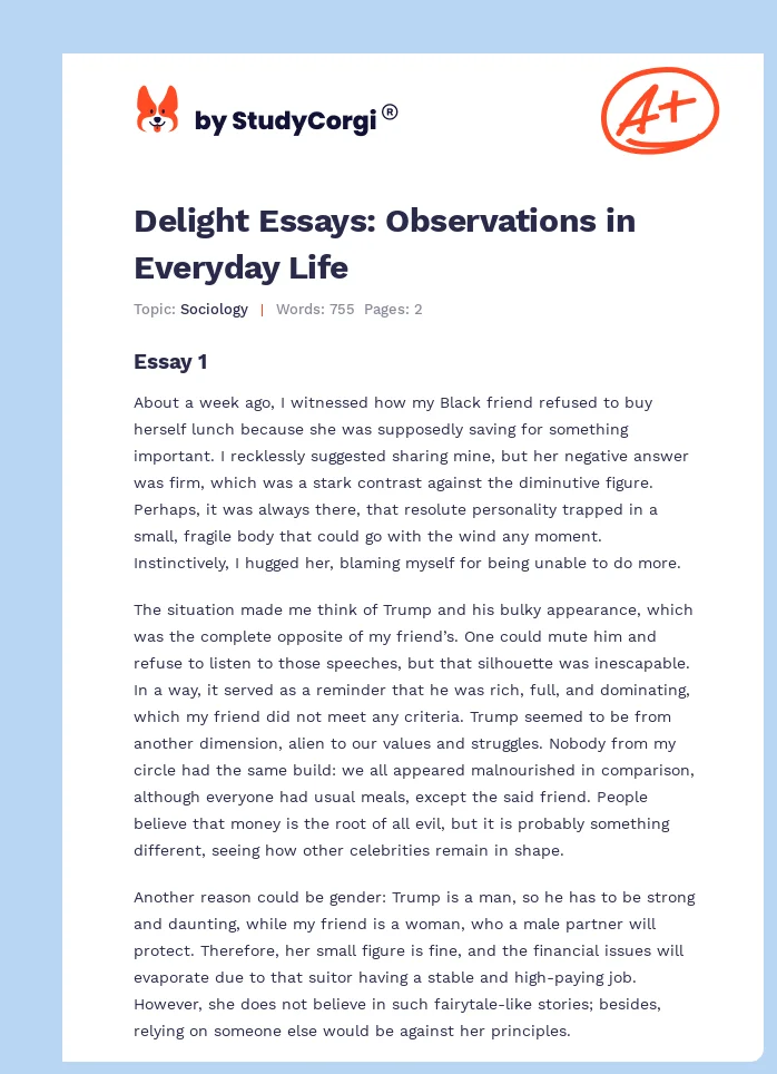 Delight Essays: Observations in Everyday Life. Page 1