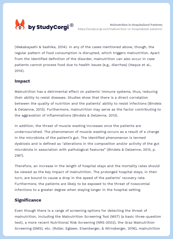 Malnutrition in Hospitalized Patients. Page 2