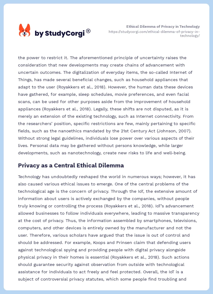 Ethical Dilemma of Privacy in Technology. Page 2