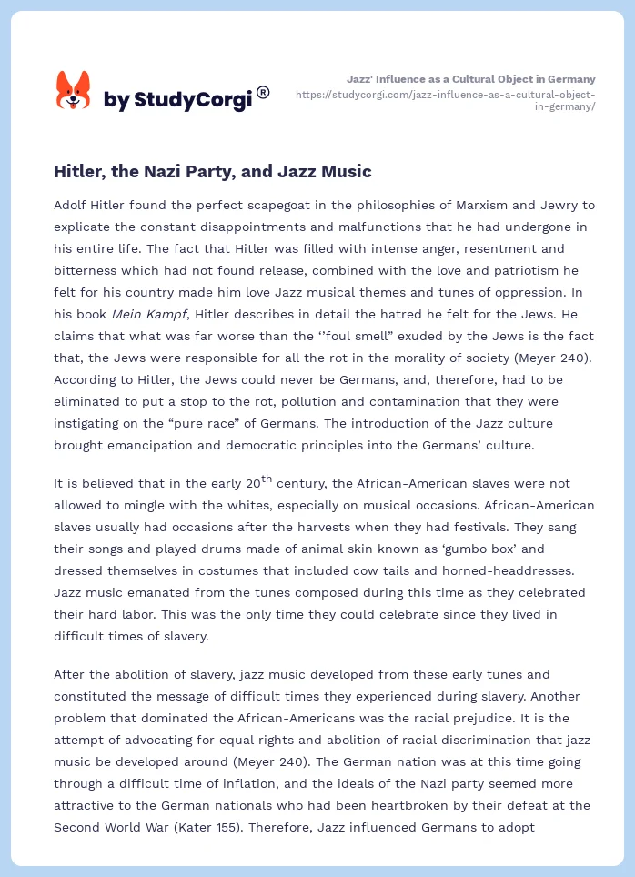 Jazz' Influence as a Cultural Object in Germany. Page 2