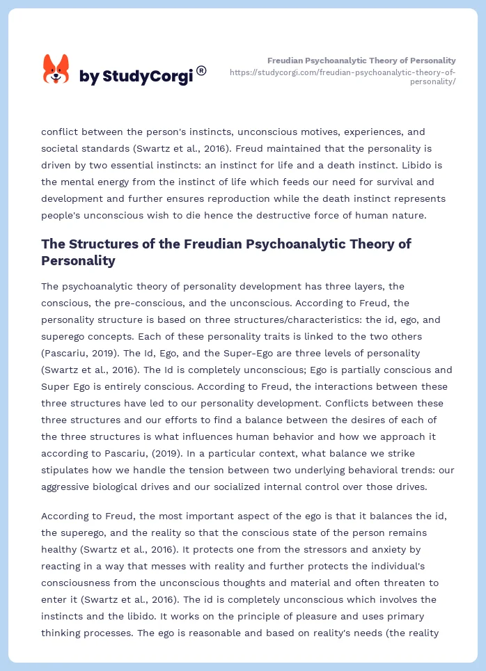Freudian Psychoanalytic Theory of Personality. Page 2