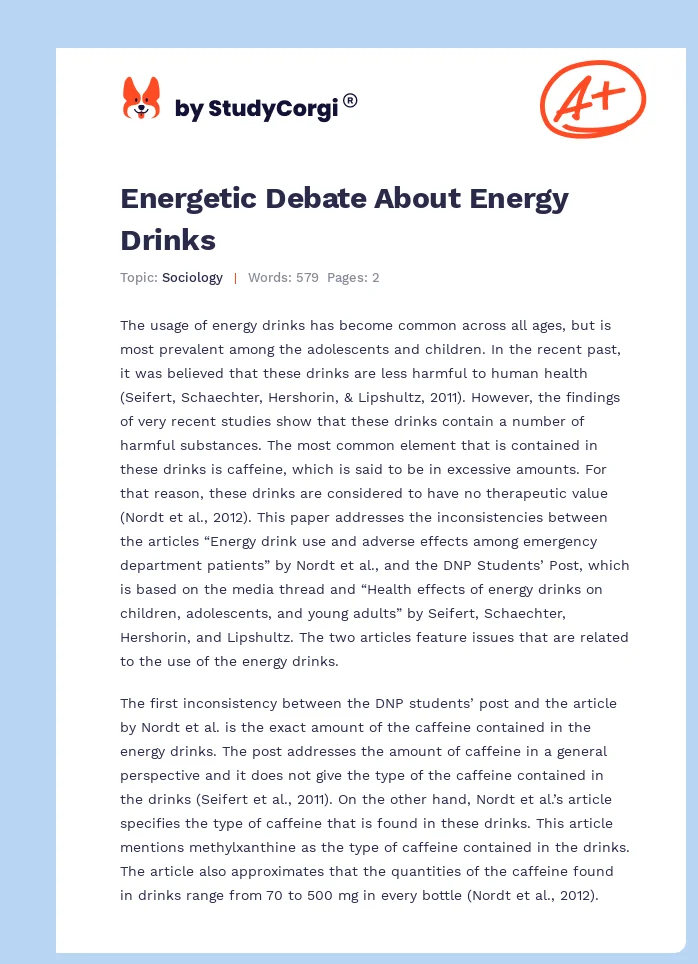 Energetic Debate About Energy Drinks. Page 1