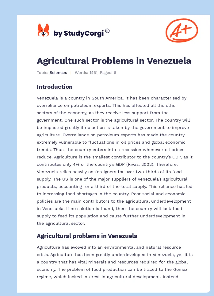Agricultural Problems in Venezuela. Page 1