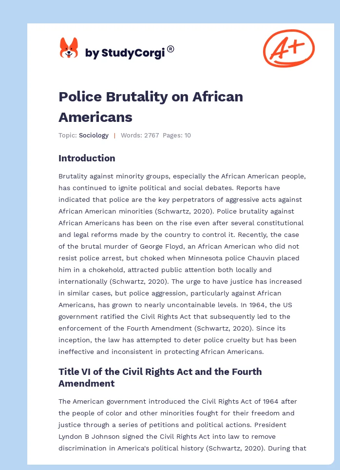 Police Brutality on African Americans. Page 1