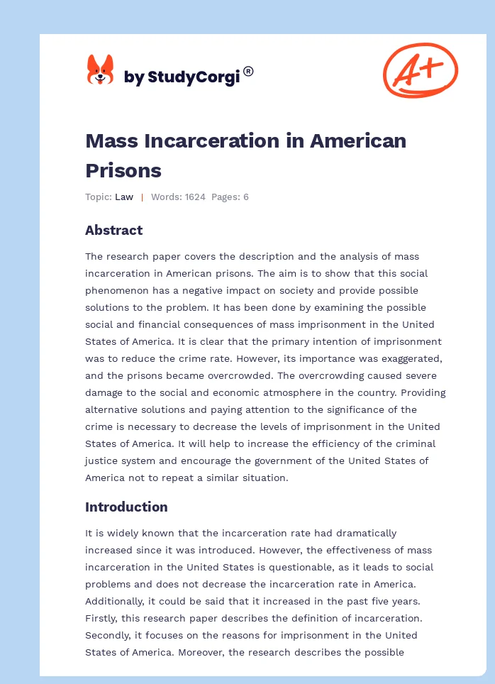 Mass Incarceration in American Prisons. Page 1