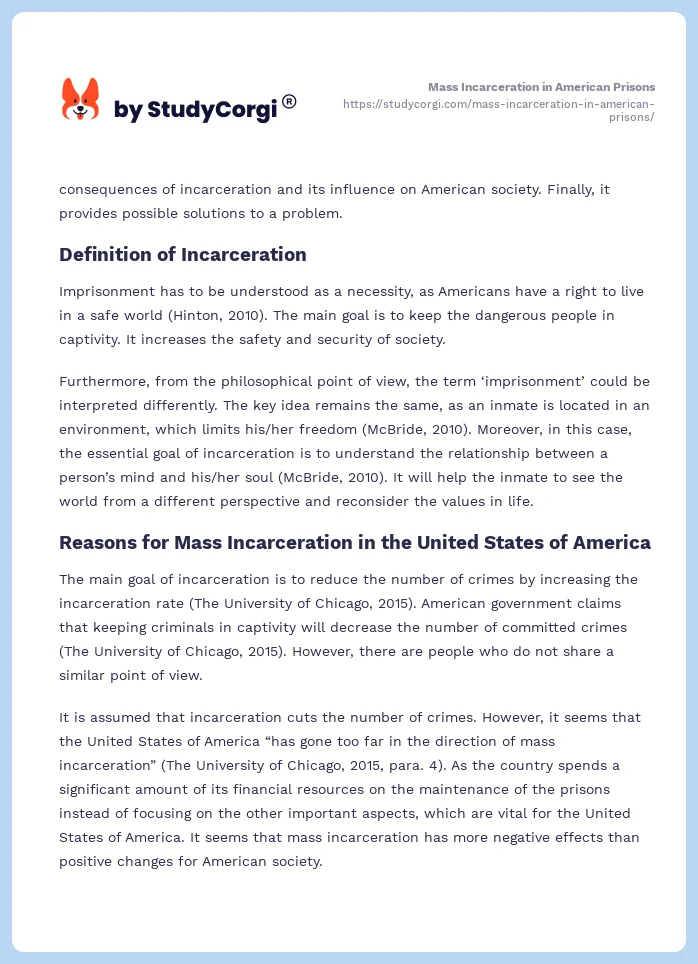 Mass Incarceration in American Prisons. Page 2