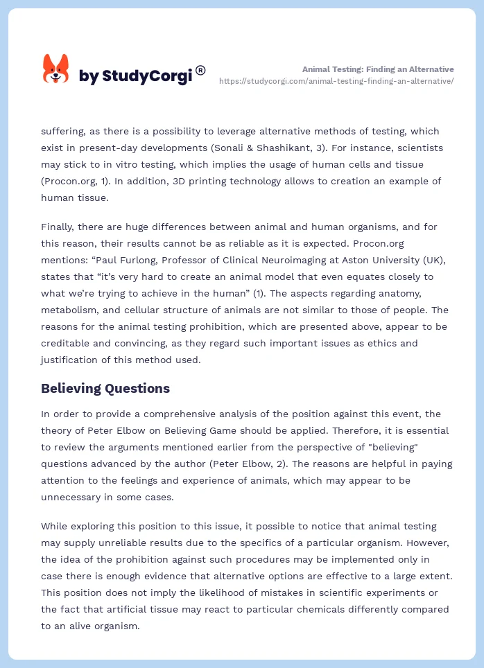 Animal Testing: Finding an Alternative. Page 2