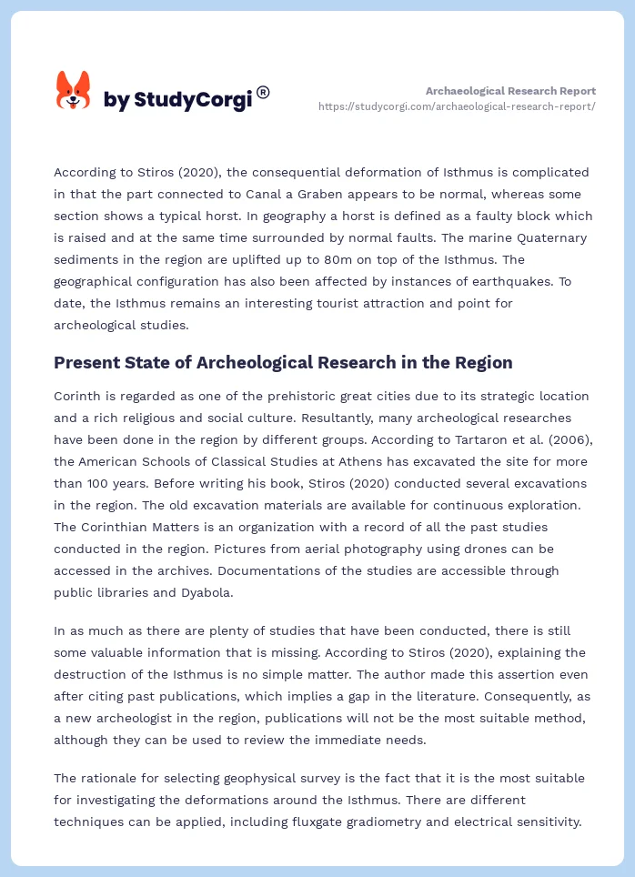 Archaeological Research Report. Page 2