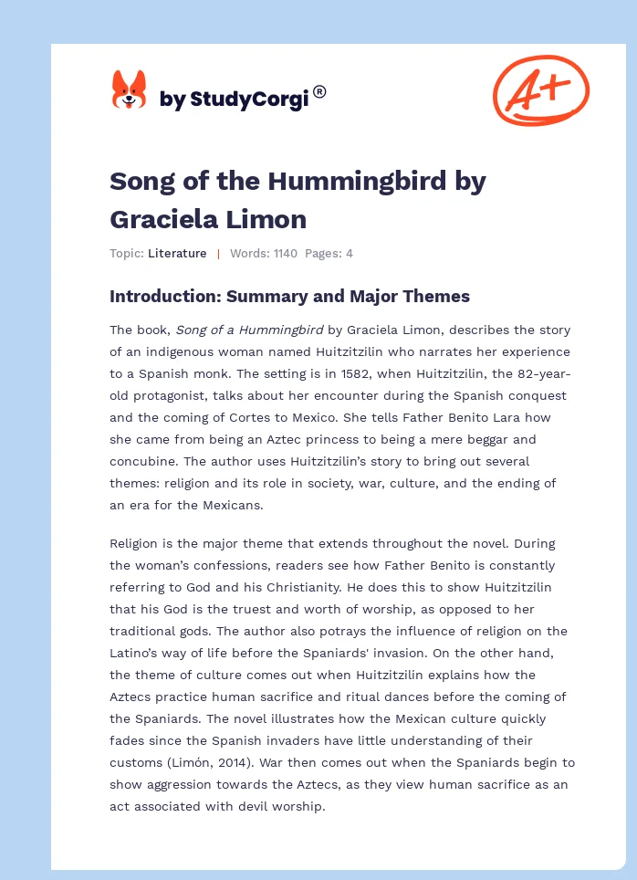 Song of the Hummingbird by Graciela Limon. Page 1