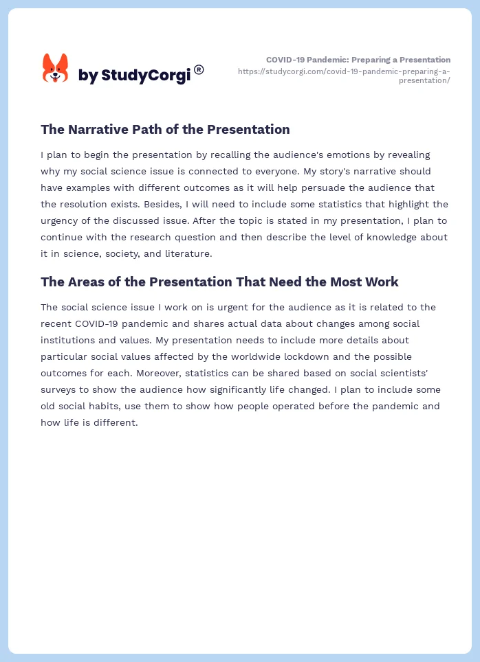COVID-19 Pandemic: Preparing a Presentation. Page 2