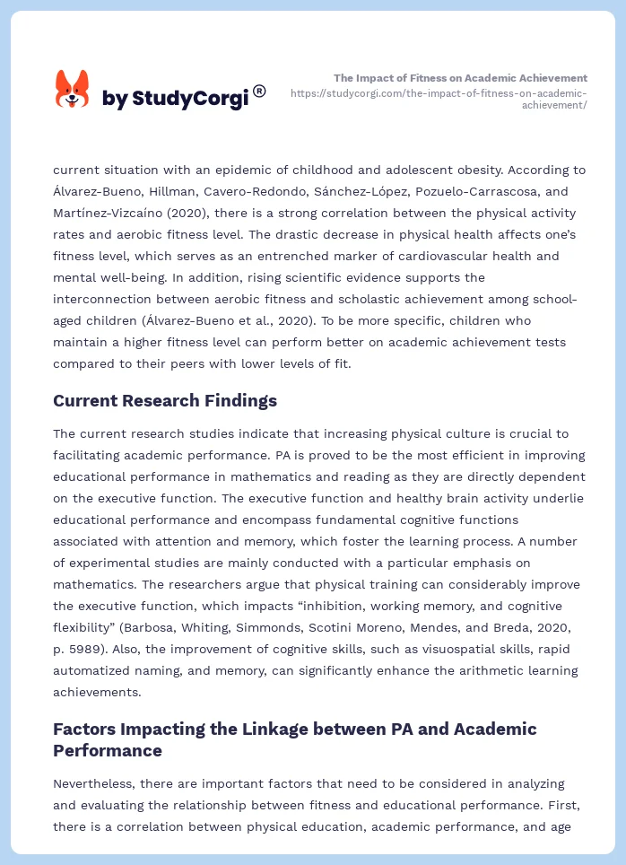 The Impact of Fitness on Academic Achievement. Page 2