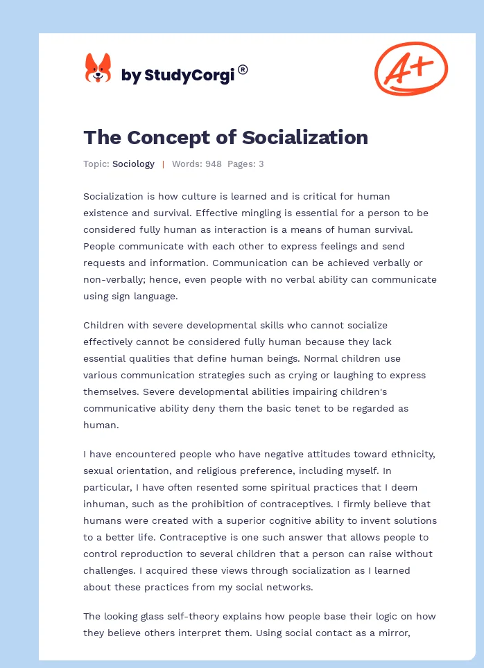 The Concept of Socialization. Page 1