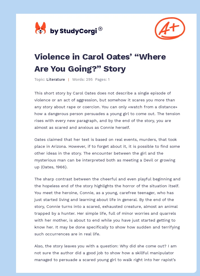 Violence in Carol Oates’ “Where Are You Going?” Story. Page 1