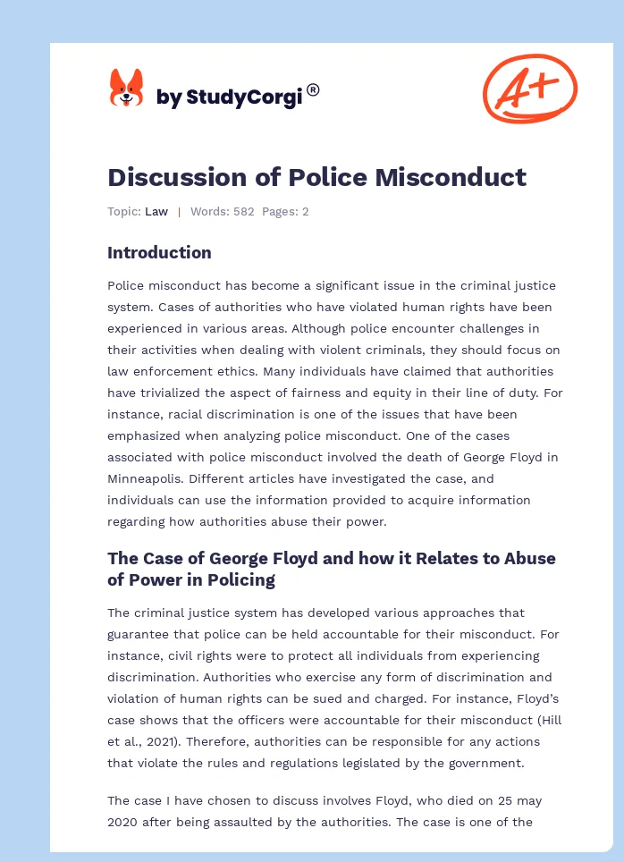 Discussion of Police Misconduct. Page 1