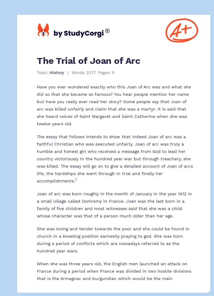 The Trial of Joan of Arc. Page 1
