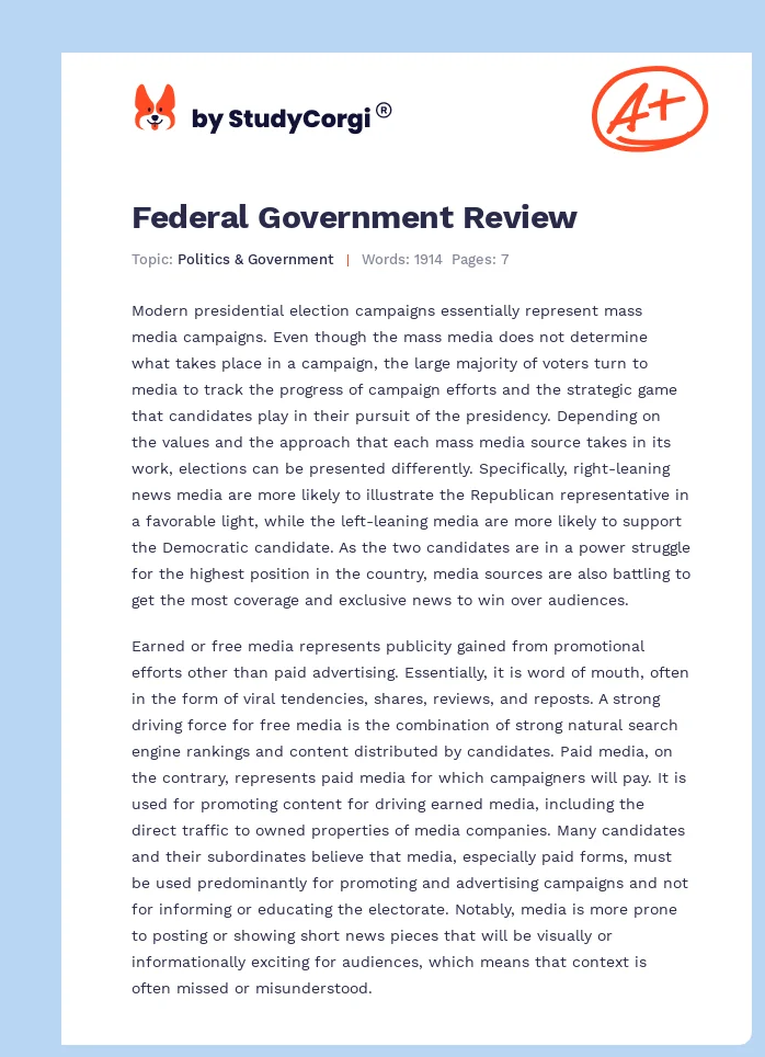 Federal Government Review. Page 1