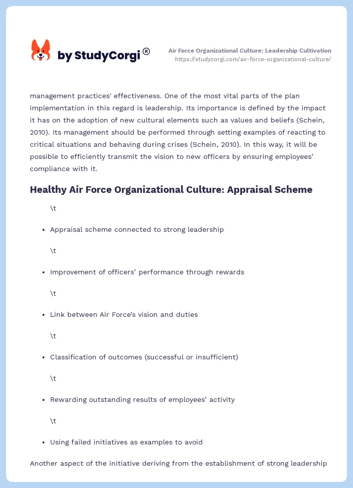 Air Force Organizational Culture: Leadership Cultivation. Page 2