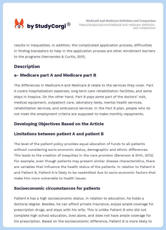 Medicaid and Medicare Definition and Comparison. Page 2