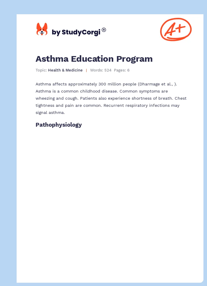 Asthma Education Program. Page 1