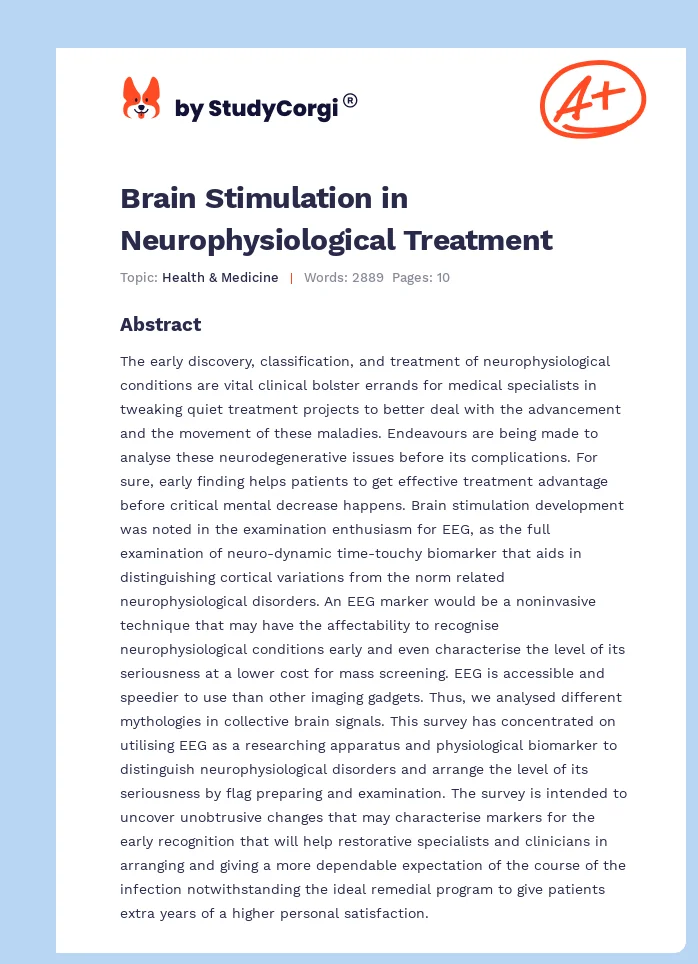 Brain Stimulation in Neurophysiological Treatment. Page 1