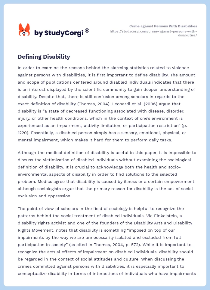 Crime against Persons With Disabilities. Page 2