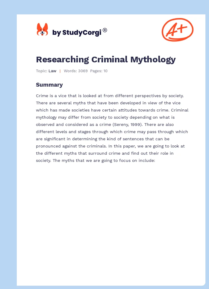 Researching Criminal Mythology. Page 1