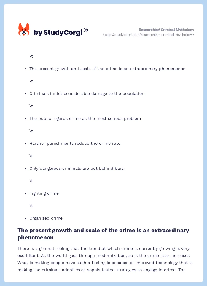 Researching Criminal Mythology. Page 2