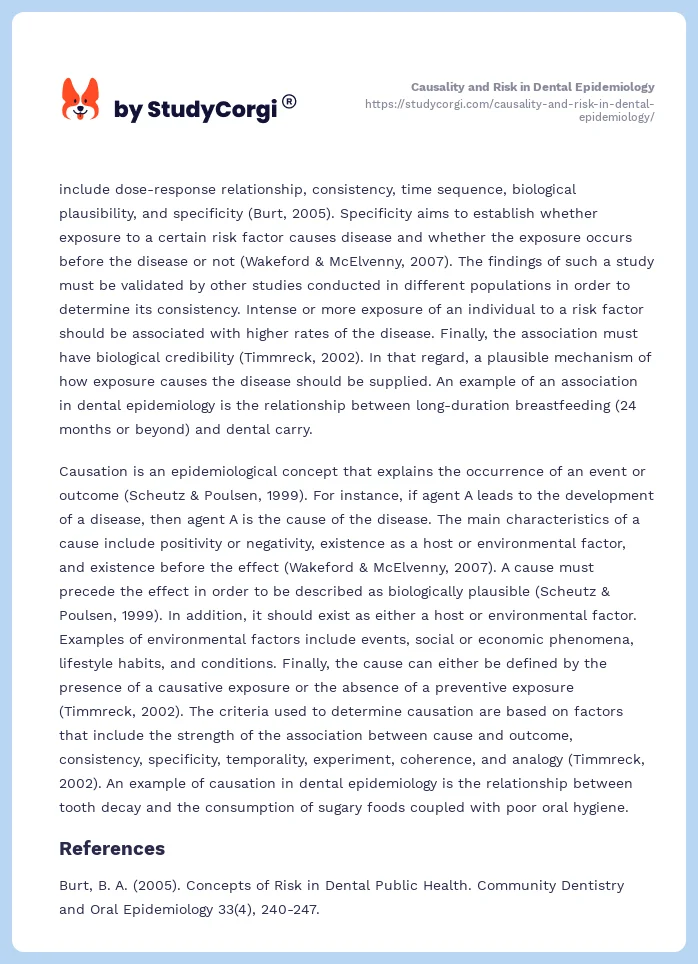 Causality and Risk in Dental Epidemiology. Page 2
