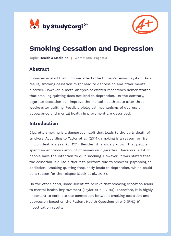 Smoking Cessation and Depression. Page 1