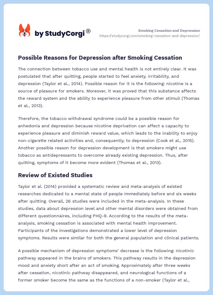 Smoking Cessation and Depression. Page 2