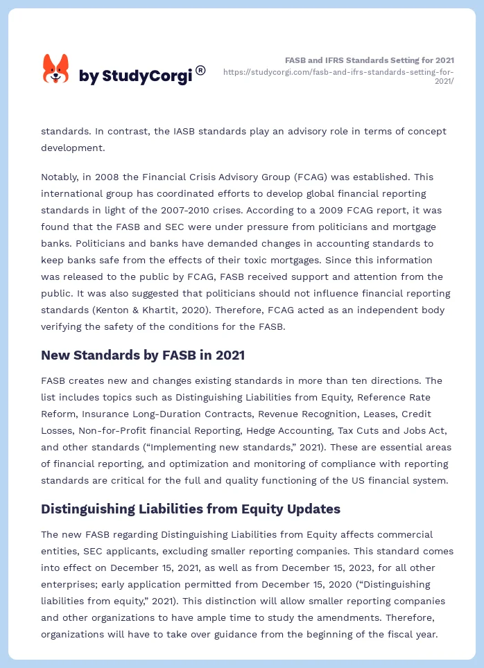 FASB and IFRS Standards Setting for 2021. Page 2