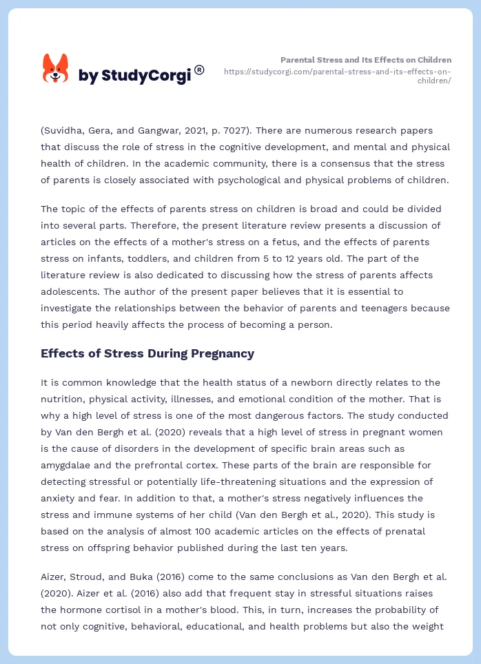 Parental Stress and Its Effects on Children. Page 2
