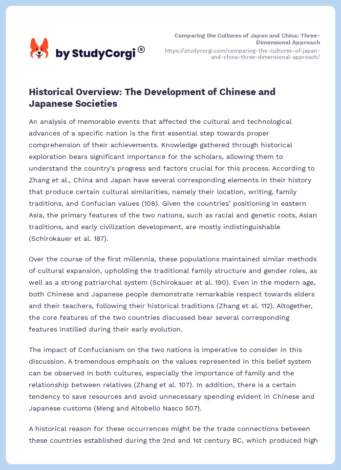 Comparing the Cultures of Japan and China: Three-Dimensional Approach. Page 2