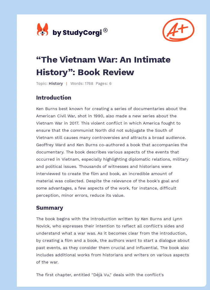 “The Vietnam War: An Intimate History”: Book Review. Page 1