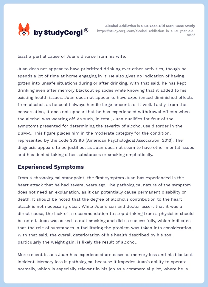 Alcohol Addiction in a 59-Year-Old Man: Case Study. Page 2