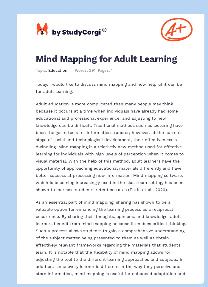 Mind Mapping for Adult Learning. Page 1