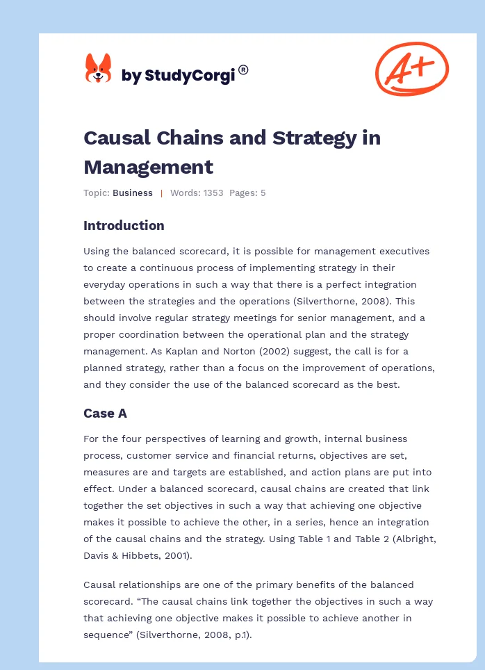 Causal Chains and Strategy in Management. Page 1