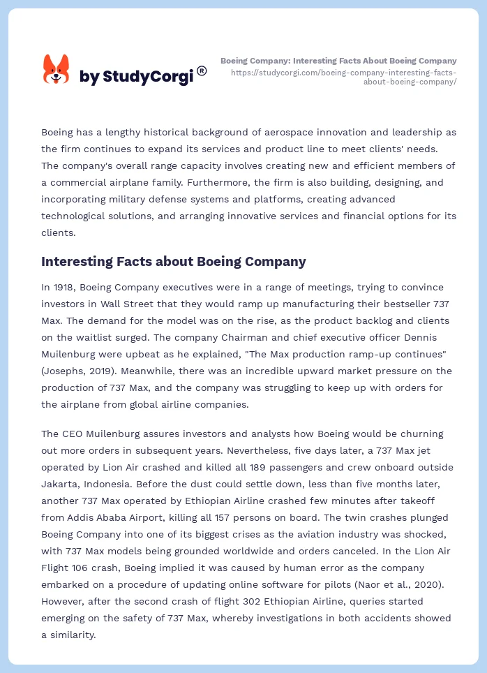 Boeing Company: Interesting Facts About Boeing Company. Page 2