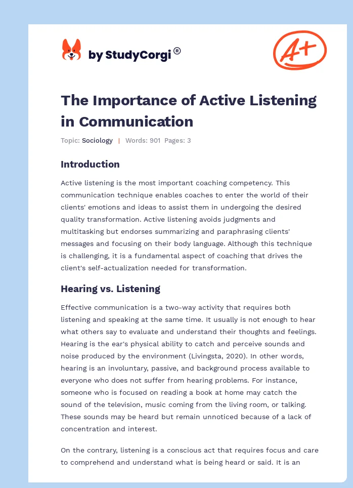 The Importance of Active Listening in Communication. Page 1