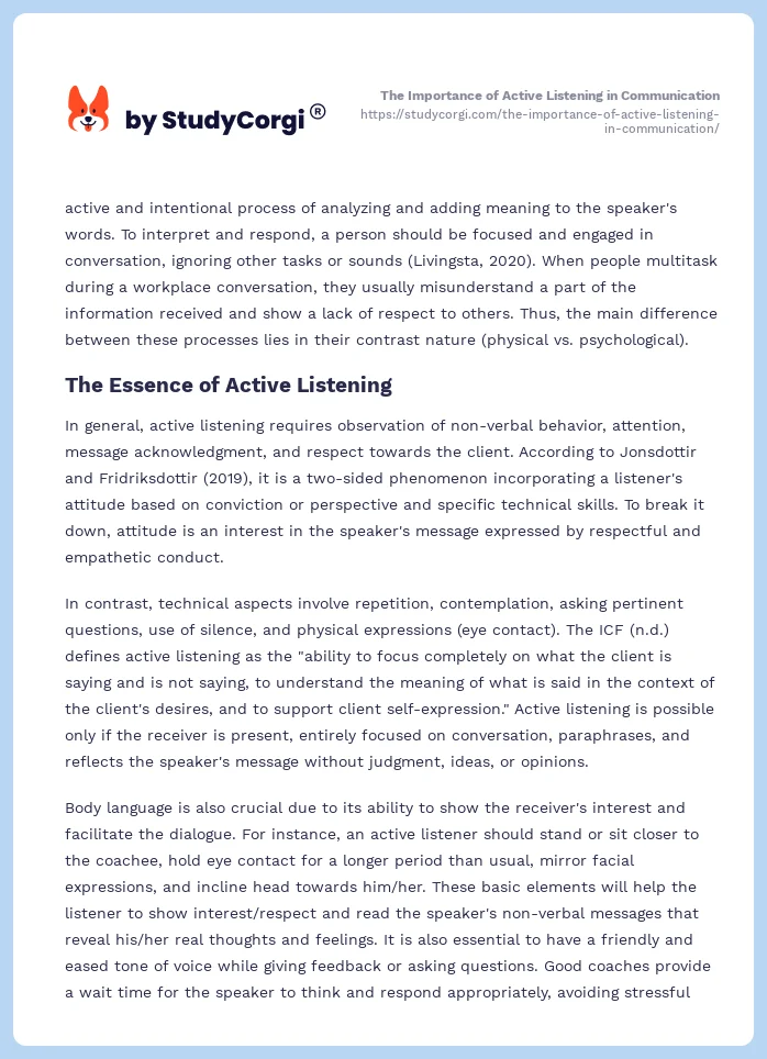 The Importance of Active Listening in Communication. Page 2