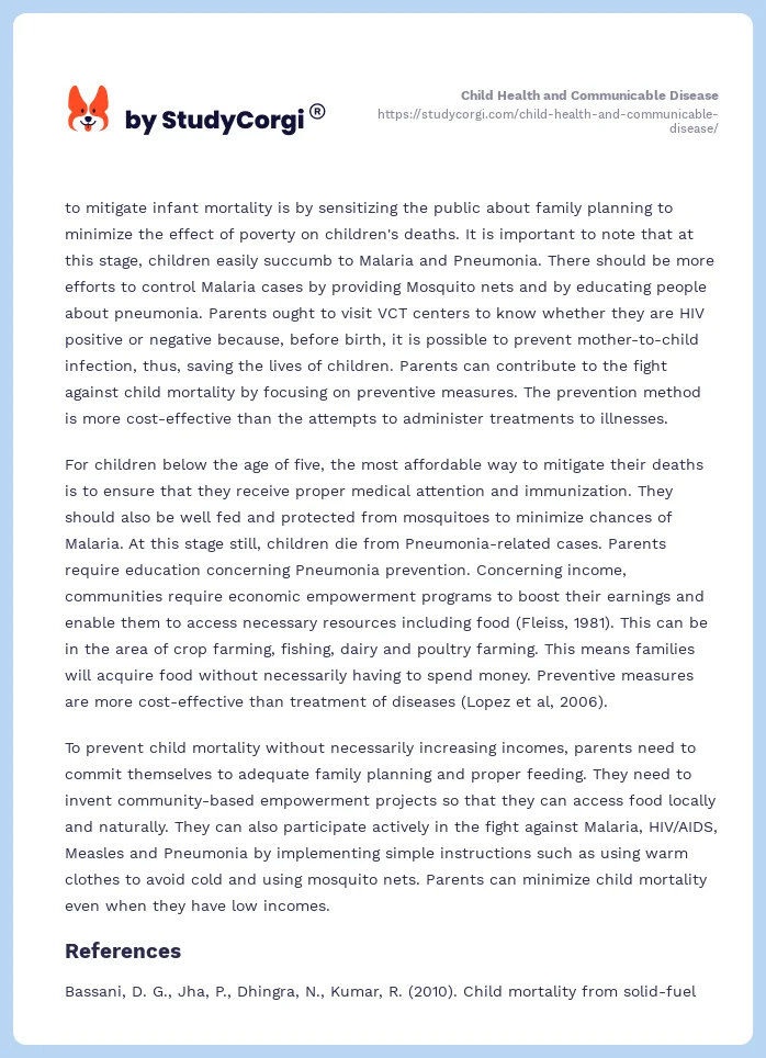 Child Health and Communicable Disease. Page 2
